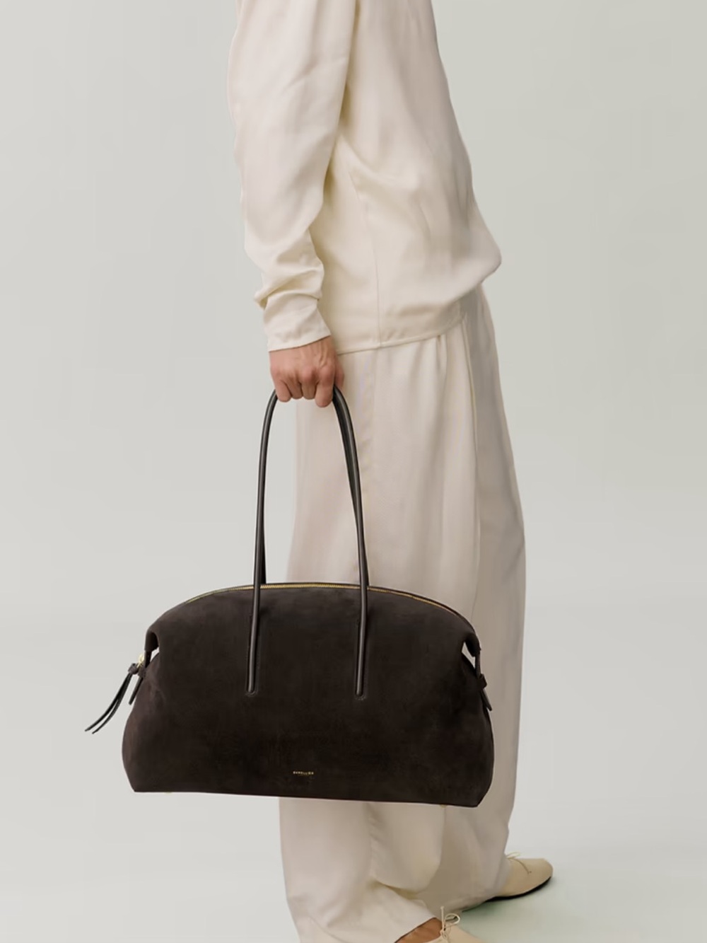 Demellier ‘The Stockholm’ Bag in Dark Chocolate Suede — $690USD